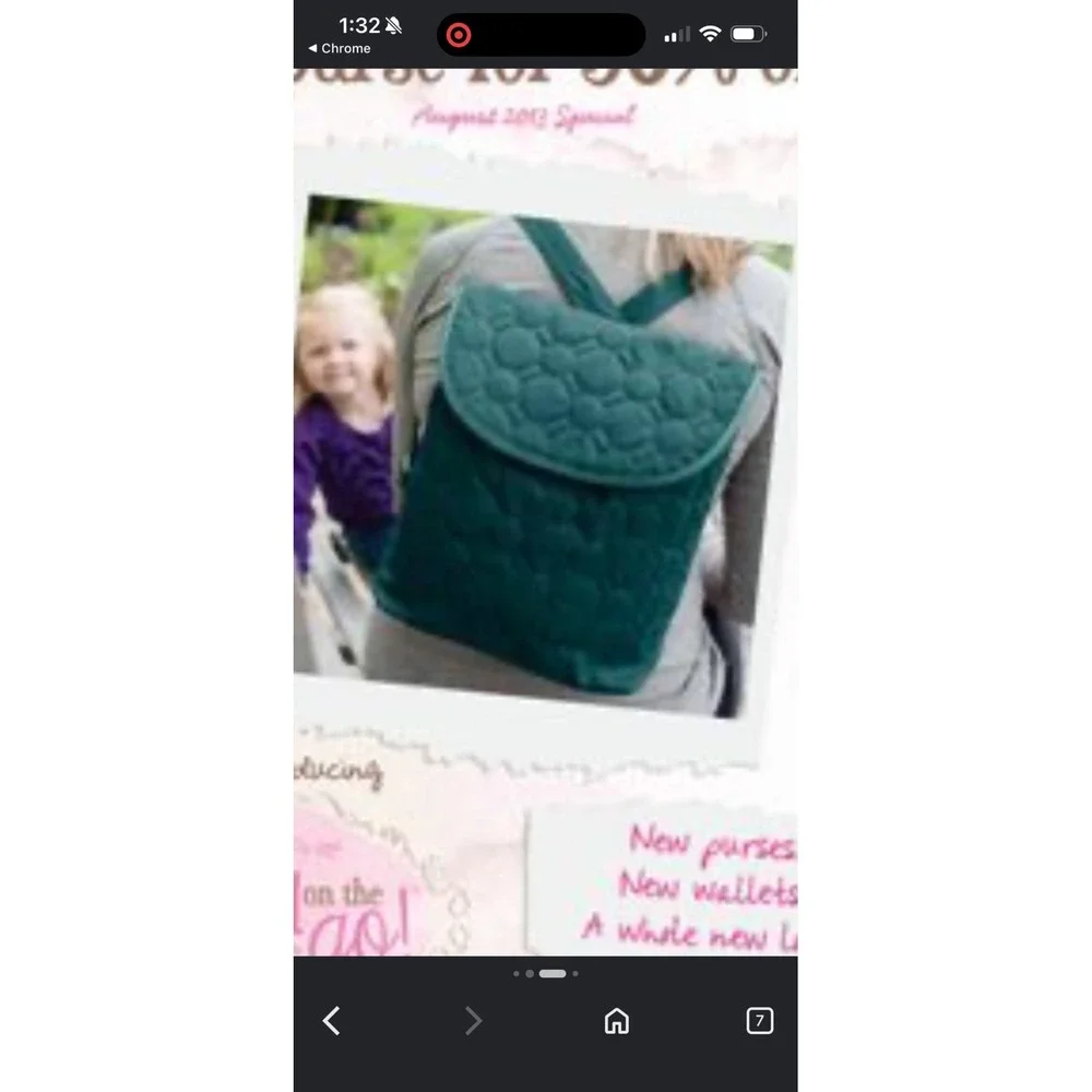 Thirty-One Vary You Backpack Purse Jade Quilted Dots Convertible Crossbody Bag